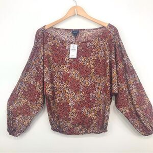 DayTrip Mauve Multicolor Floral Dolman Sleeve Blouse from The Buckle- NEW